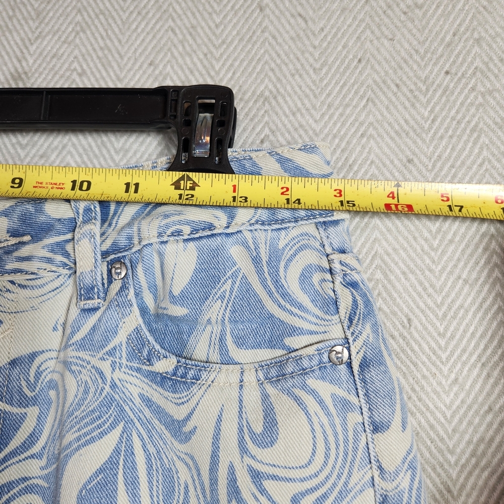 Vigoss Womens Slim Straight Size 27 Light Blue and White Swirl Patterned Jeans - Picture 6 of 10